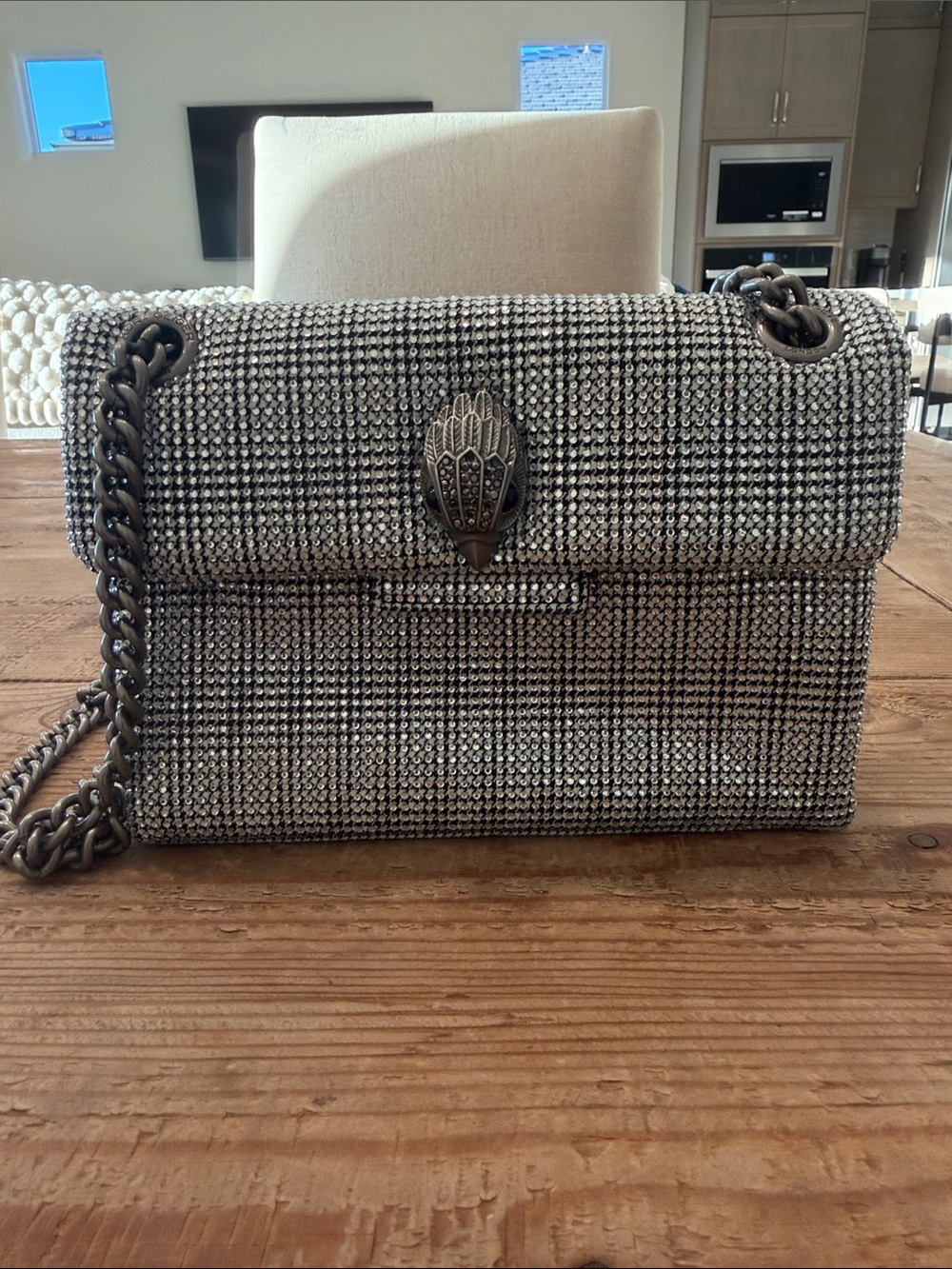 Kurt Geiger Kensington Houndstooth Shoulder Bag in Black & White Like New